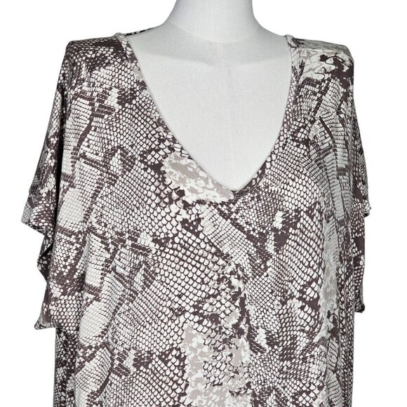 LulaRoe Macy Back V-Neck Maxi Dress Snake Animal Print Side Slit Tan Womens 2XL - Picture 10 of 10